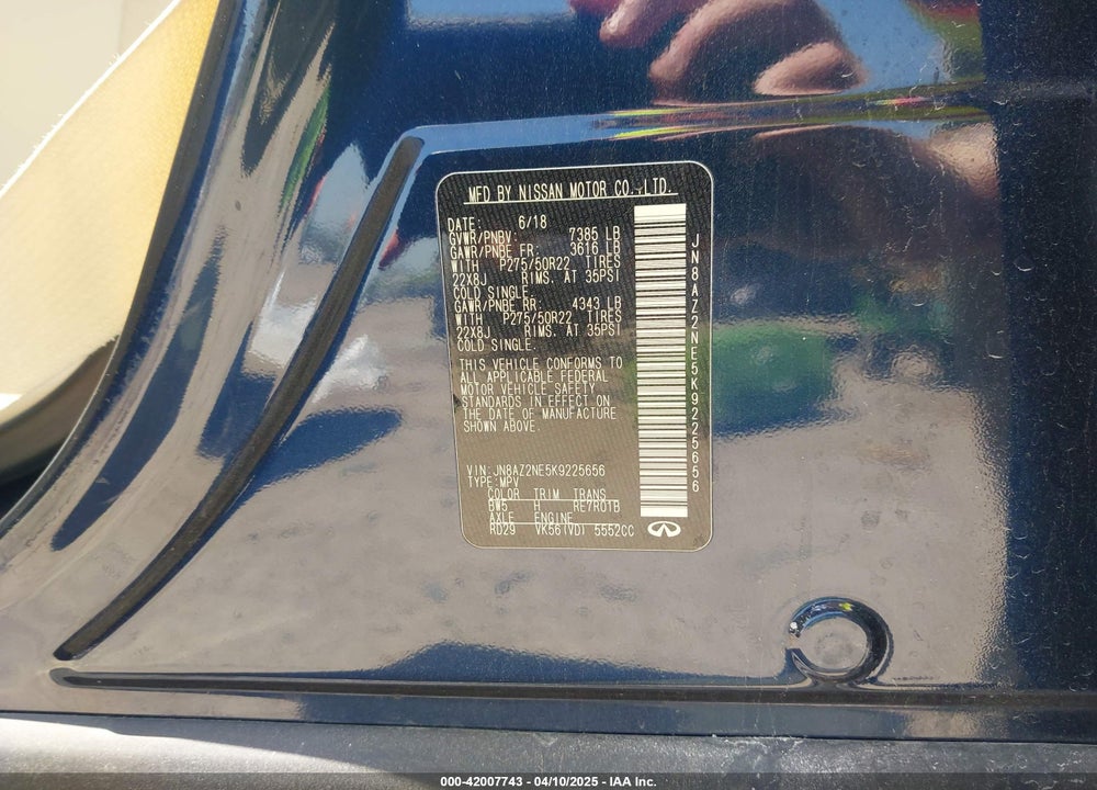 2019 INFINITI QX80 LUXE VIN: JN8AZ2NE5K9225656