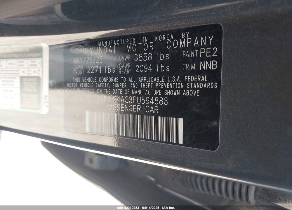 2023 HYUNDAI ELANTRA SEL VIN: KMHLS4AG3PU594883