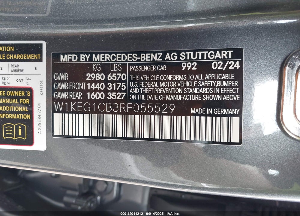 2024 MERCEDES-BENZ EQE VIN: W1KEG1CB3RF055529