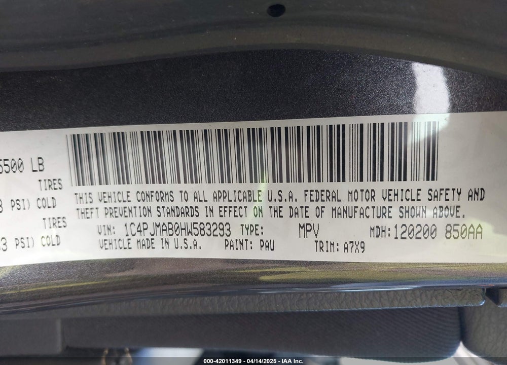 2017 JEEP CHEROKEE ALTITUDE 4X4 VIN: 1C4PJMAB0HW583293