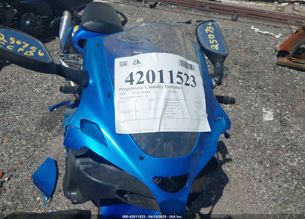 2008 KAWASAKI ZX600 J1 VIN: JKAZX4J158A074774