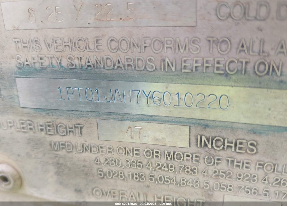 2000 TRAILMOBILE --- VIN: 1PT01JAH7Y6010220