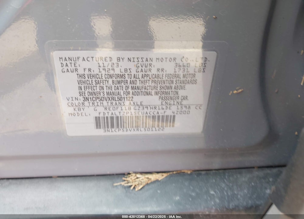 2024 NISSAN KICKS VIN: 3N1CP5DVXRL501122