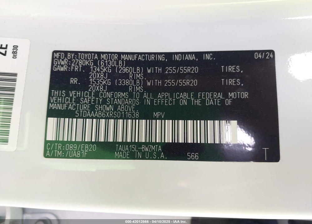 2024 LEXUS TX 350 VIN: 5TDAAAB6XRS011638
