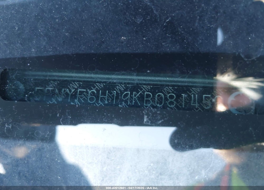 2019 HONDA PILOT VIN: 5FNYF6H19KB081456