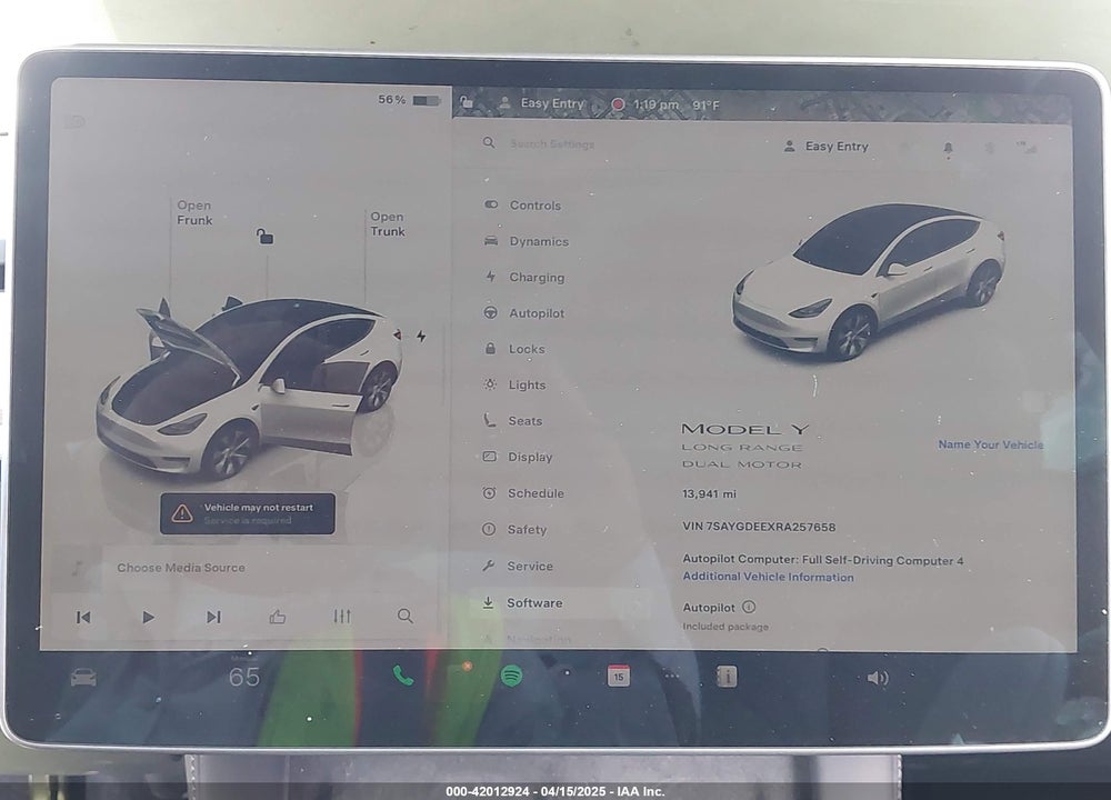 2024 TESLA MODEL Y LONG RANGE DUAL MOTOR ALL-WHEEL DRIVE VIN: 7SAYGDEEXRA257658