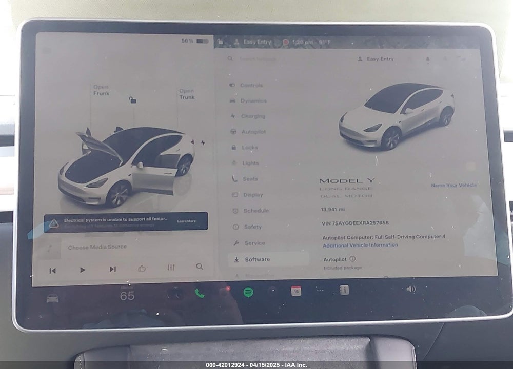 2024 TESLA MODEL Y LONG RANGE DUAL MOTOR ALL-WHEEL DRIVE VIN: 7SAYGDEEXRA257658