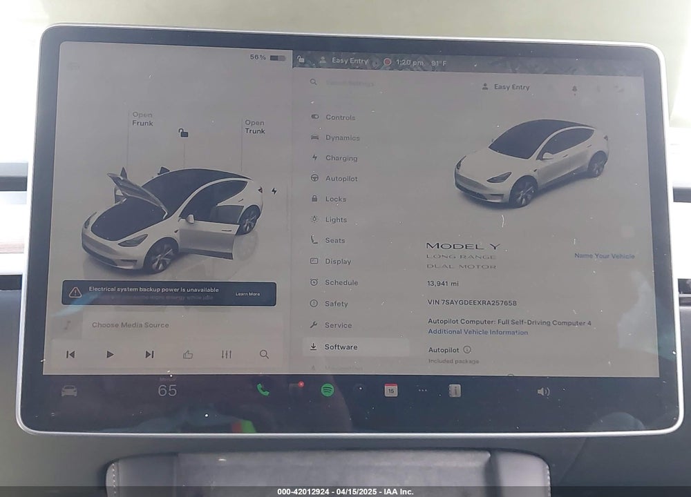 2024 TESLA MODEL Y LONG RANGE DUAL MOTOR ALL-WHEEL DRIVE VIN: 7SAYGDEEXRA257658