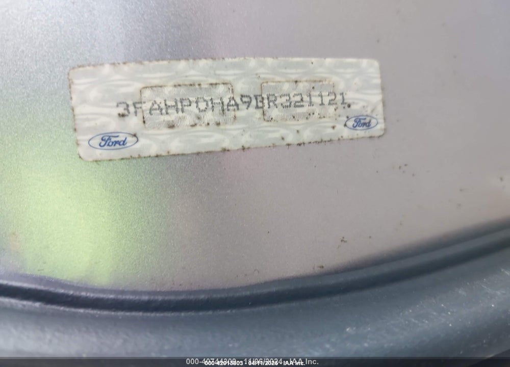 2011 FORD FUSION VIN: 3FAHP0HA9BR321121