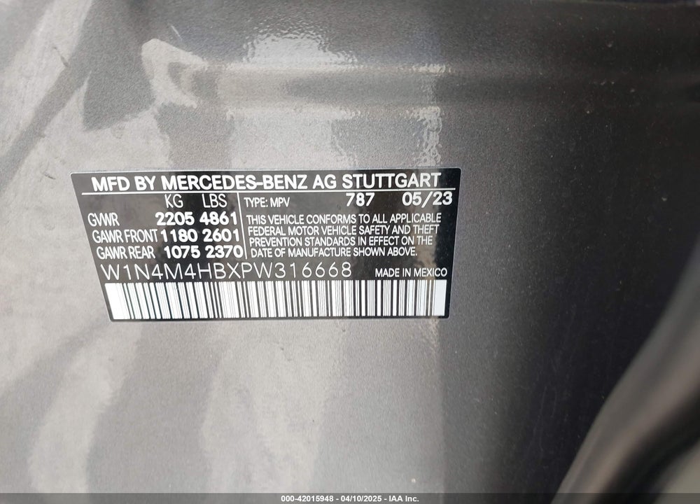 2023 MERCEDES-BENZ GLB 250 4MATIC VIN: W1N4M4HBXPW316668