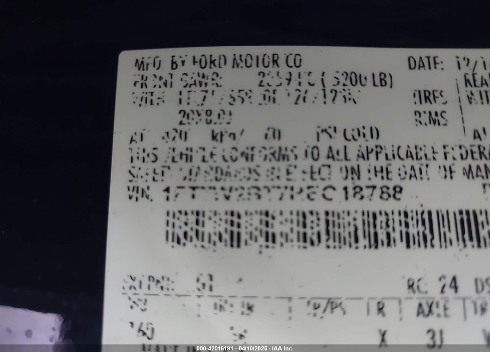 2017 FORD F-250 VIN: 1FT7W2BT7HEC18788