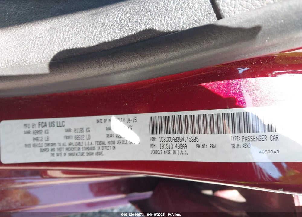 2016 CHRYSLER 200 VIN: 1C3CCCAB2GN145385