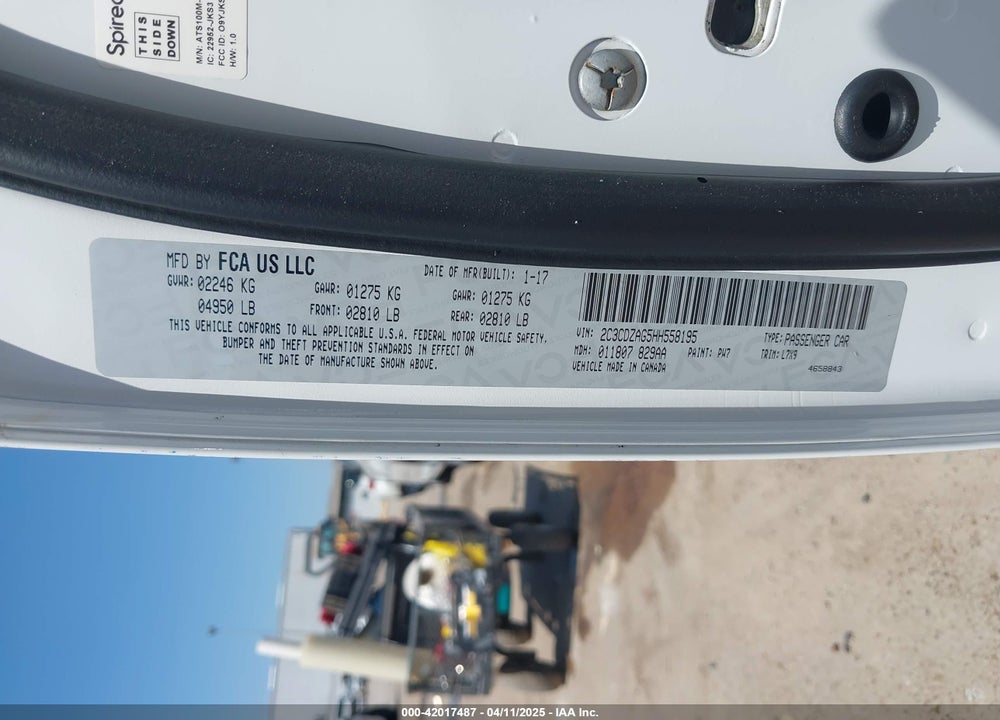2017 DODGE CHALLENGER SXT VIN: 2C3CDZAG5HH558195
