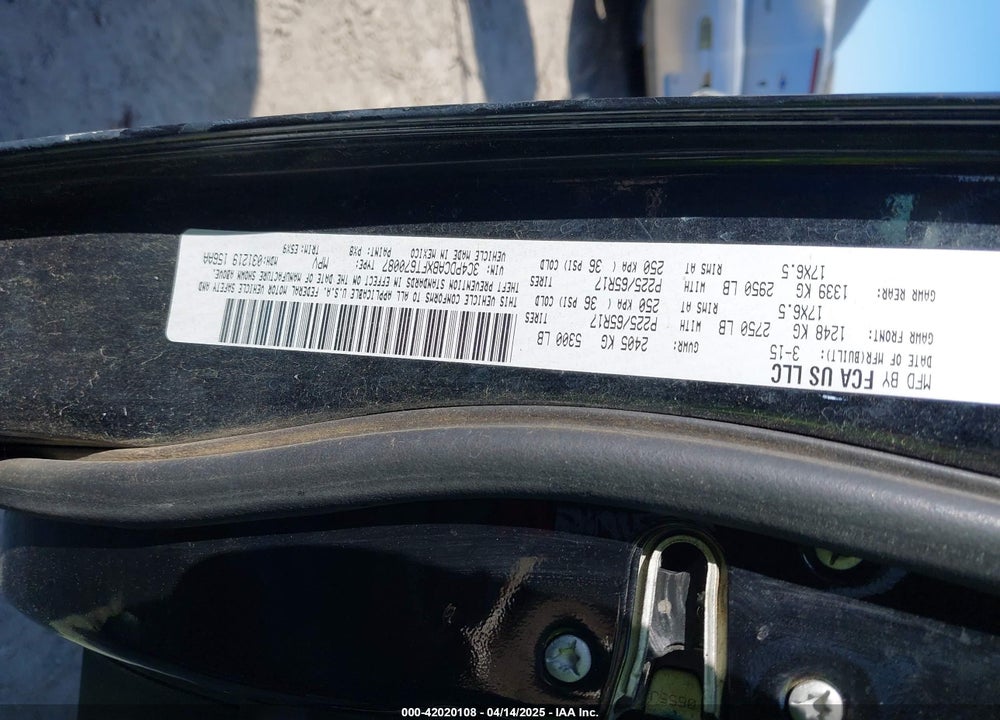 2015 DODGE JOURNEY VIN: 3C4PDCABXFT670087