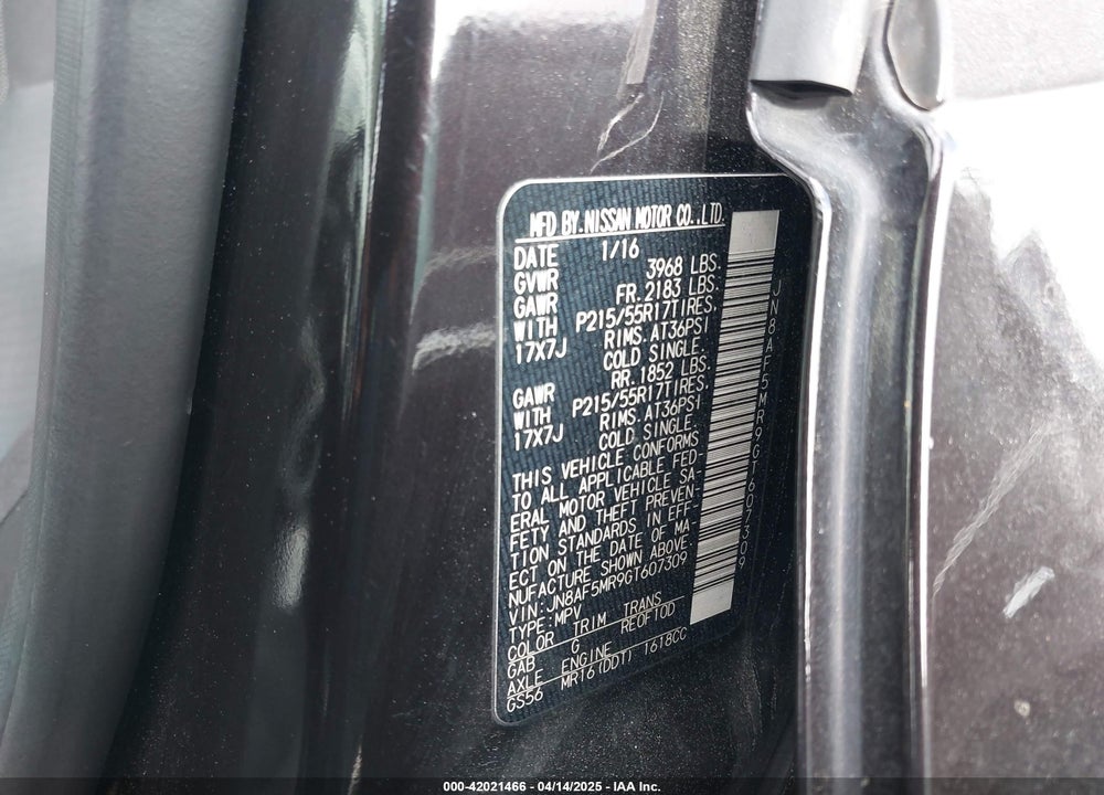 2016 NISSAN JUKE SV VIN: JN8AF5MR9GT607309