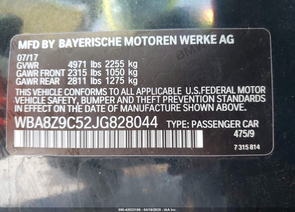 2018 BMW 330I GRAN TURISMO VIN: WBA8Z9C52JG828044