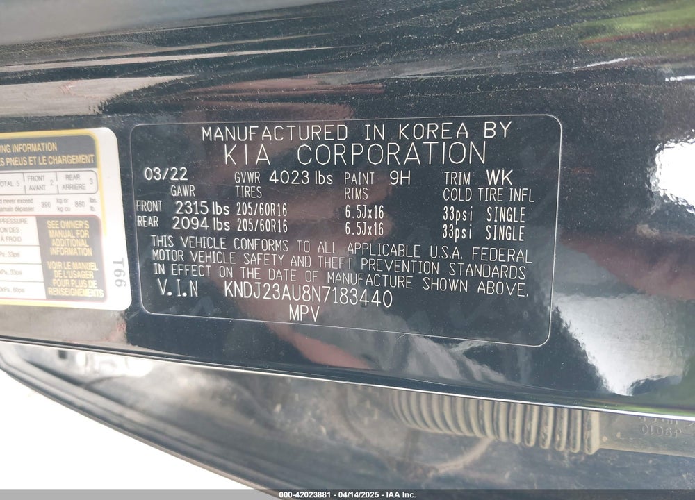 2022 KIA SOUL LX VIN: KNDJ23AU8N7183440