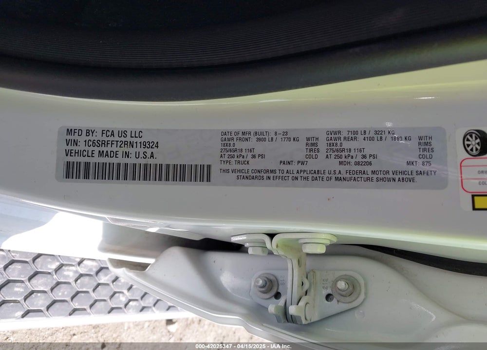 2024 RAM 1500 VIN: 1C6SRFFT2RN119324