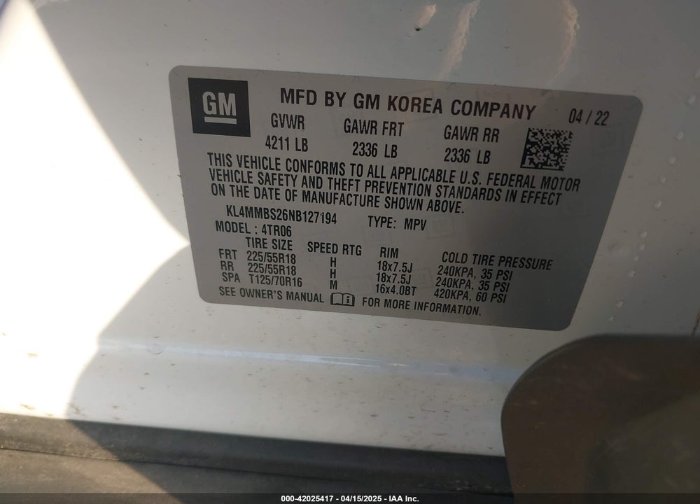 2022 BUICK ENCORE GX VIN: KL4MMBS26NB127194