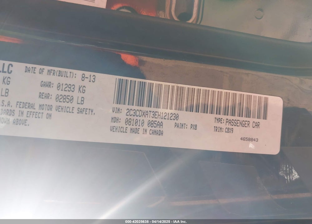 2014 DODGE CHARGER VIN: 2C3CDXAT3EH121230