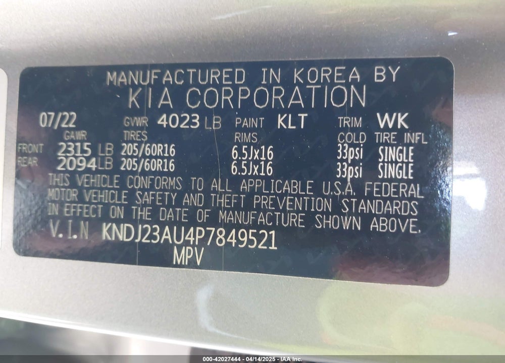 2023 KIA SOUL VIN: KNDJ23AU4P7849521