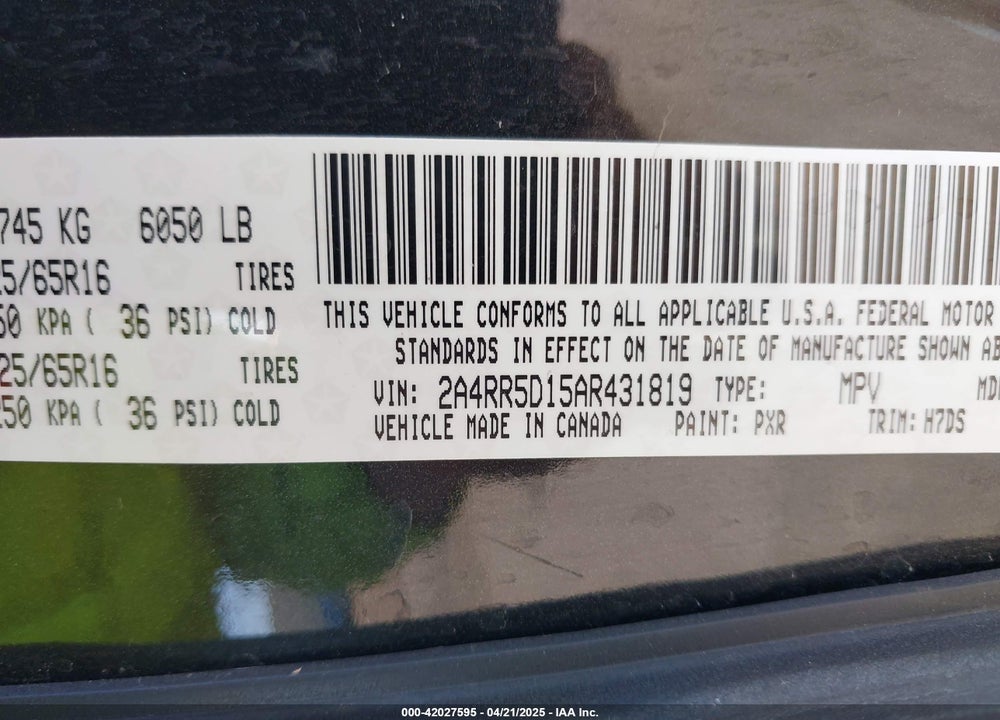 2010 CHRYSLER TOWN & COUNTRY TOURING VIN: 2A4RR5D15AR431819