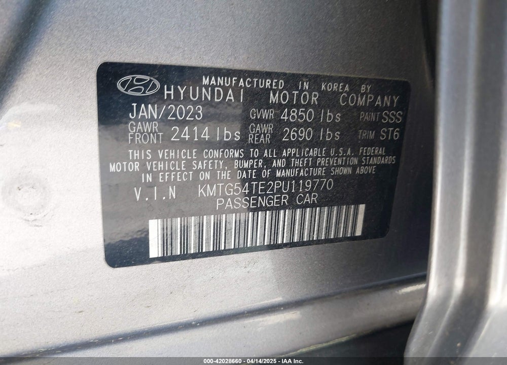 2023 GENESIS G70 VIN: KMTG54TE2PU119770