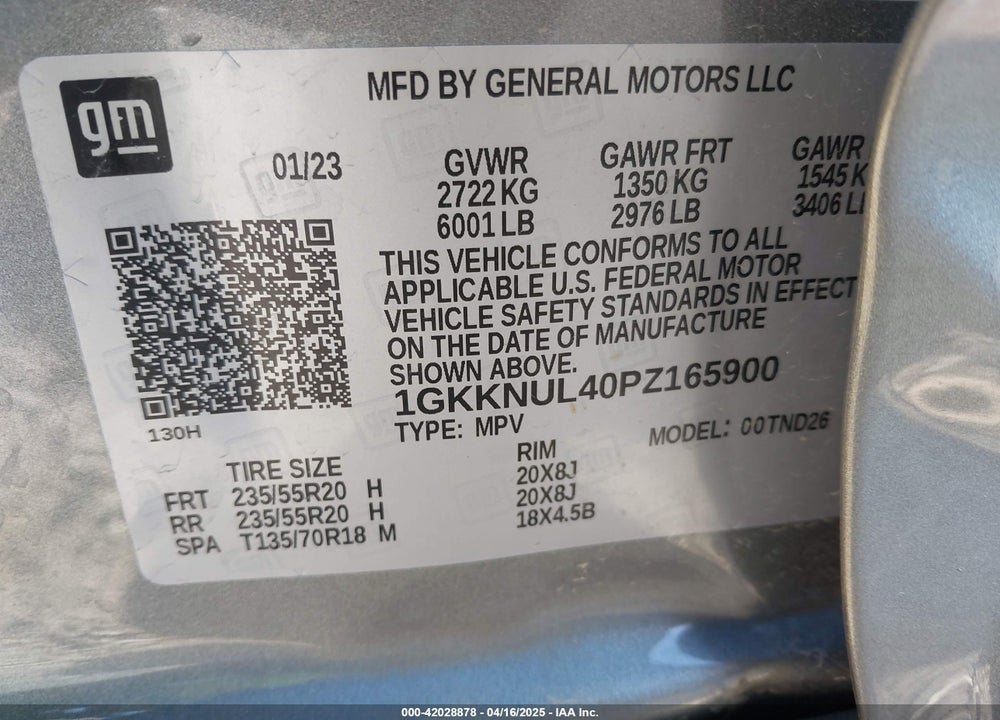 2023 GMC ACADIA AWD SLT VIN: 1GKKNUL40PZ165900