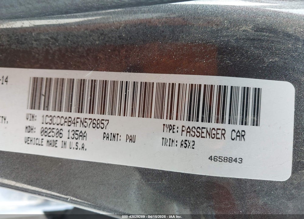 2015 CHRYSLER 200 VIN: 1C3CCCAB4FN576857