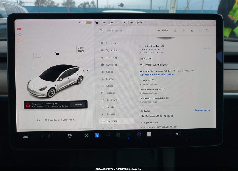 2021 TESLA MODEL 3 LONG RANGE DUAL MOTOR ALL-WHEEL DRIVE VIN: 5YJ3E1EB5MF872874