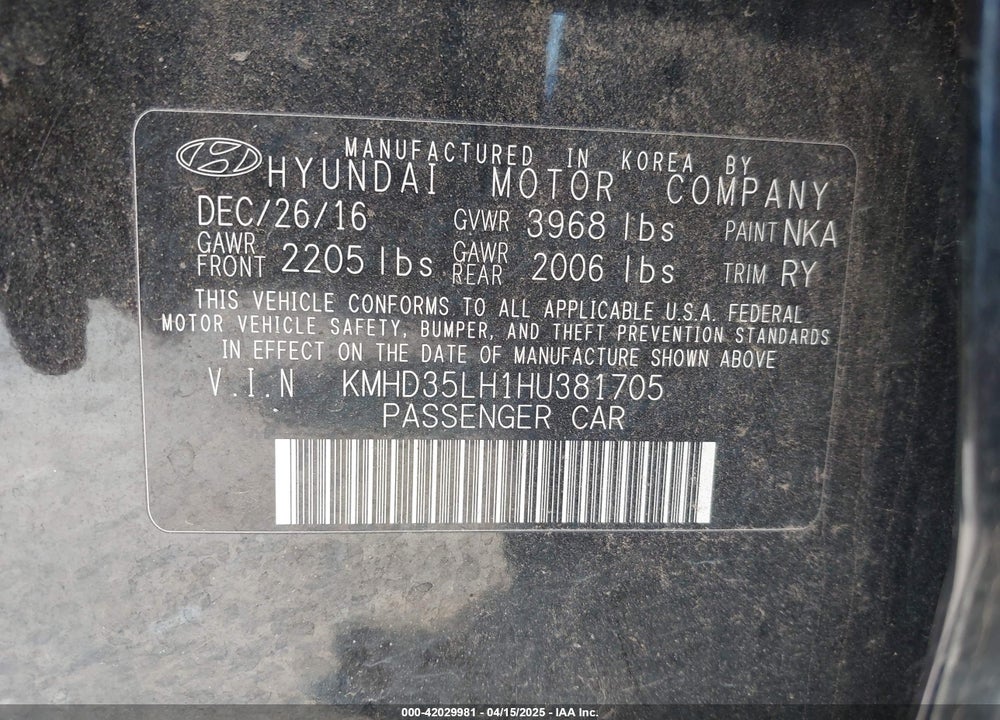 2017 HYUNDAI ELANTRA GT VIN: KMHD35LH1HU381705
