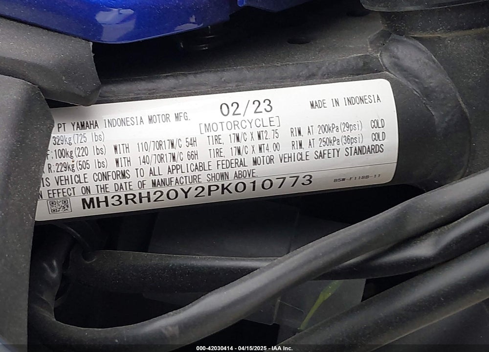 2023 YAMAHA MT-03 VIN: MH3RH20Y2PK010773