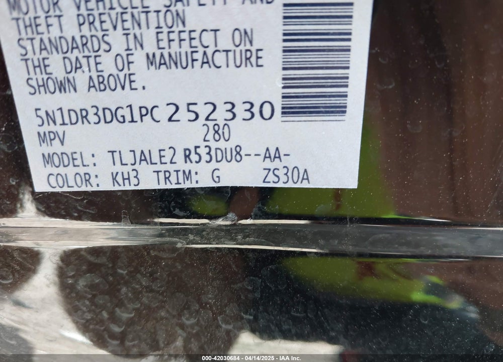 2023 NISSAN PATHFINDER VIN: 5N1DR3DG1PC252330