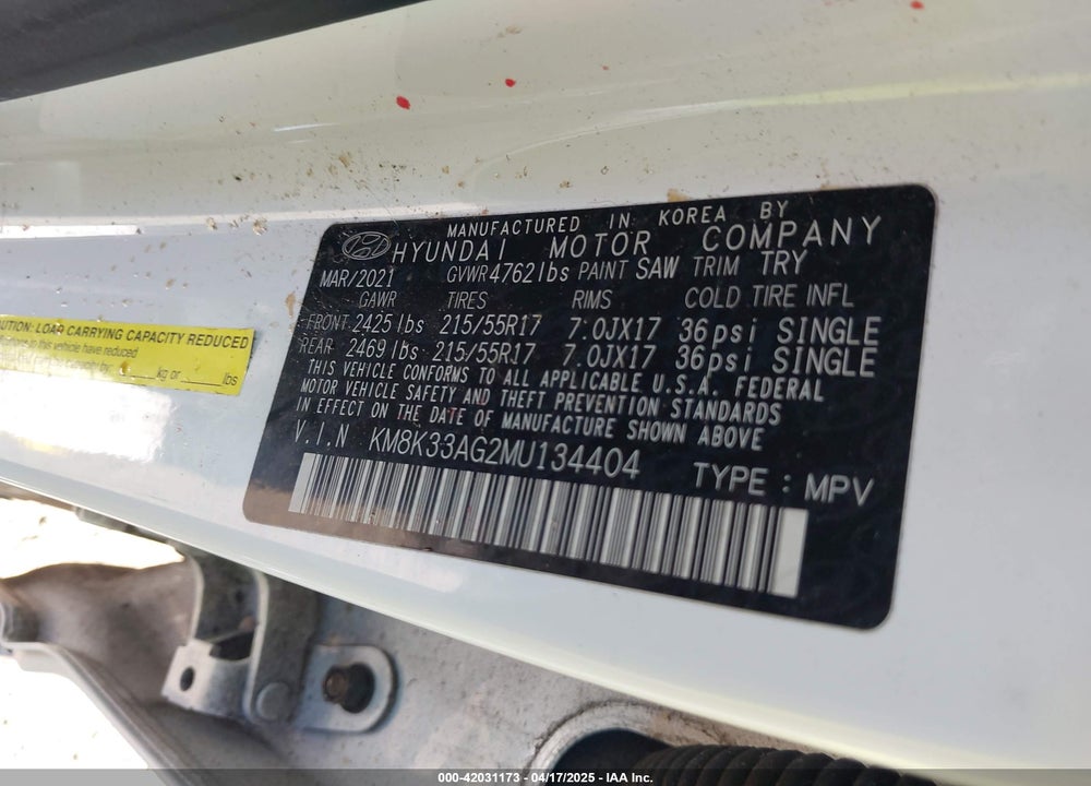 2021 HYUNDAI KONA ELECTRIC LIMITED VIN: KM8K33AG2MU134404