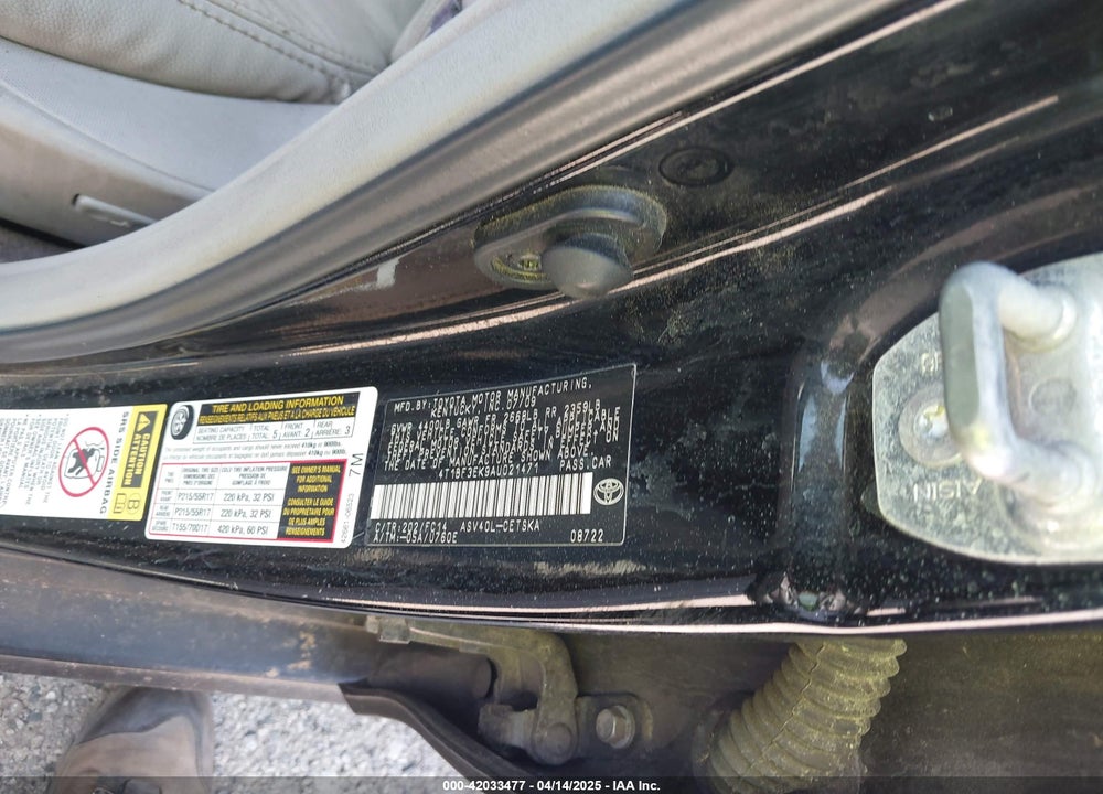 2010 TOYOTA CAMRY VIN: 4T1BF3EK9AU021471