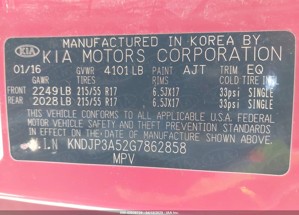 2016 KIA SOUL VIN: KNDJP3A52G7862858
