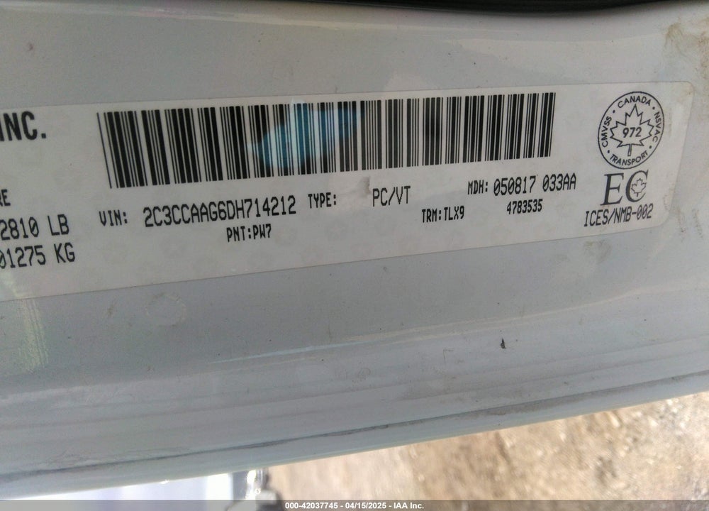 2013 CHRYSLER 300 VIN: 2C3CCAAG6DH714212