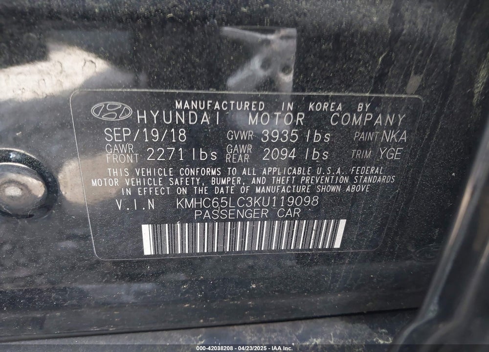 2019 HYUNDAI IONIQ HYBRID BLUE VIN: KMHC65LC3KU119098