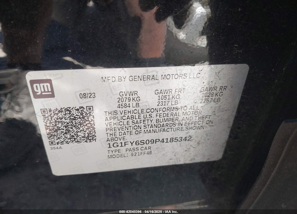 2023 CHEVROLET BOLT EUV VIN: 1G1FY6S09P4185342
