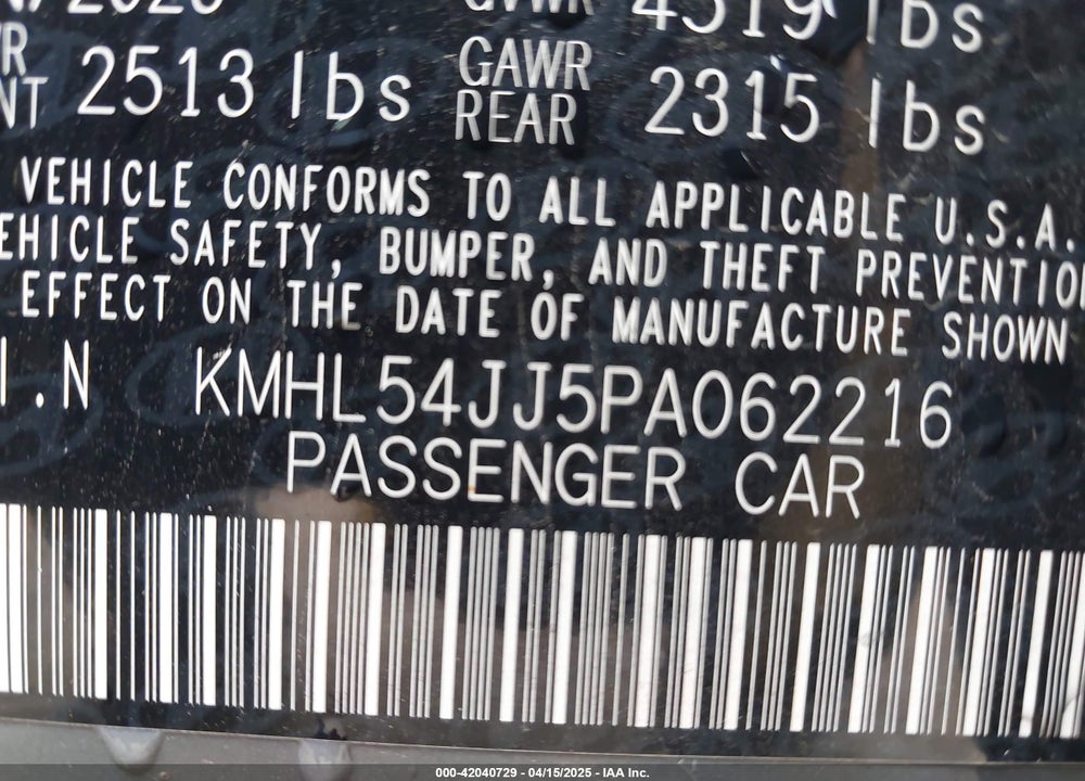 2023 HYUNDAI SONATA HYBRID VIN: KMHL54JJ5PA062216
