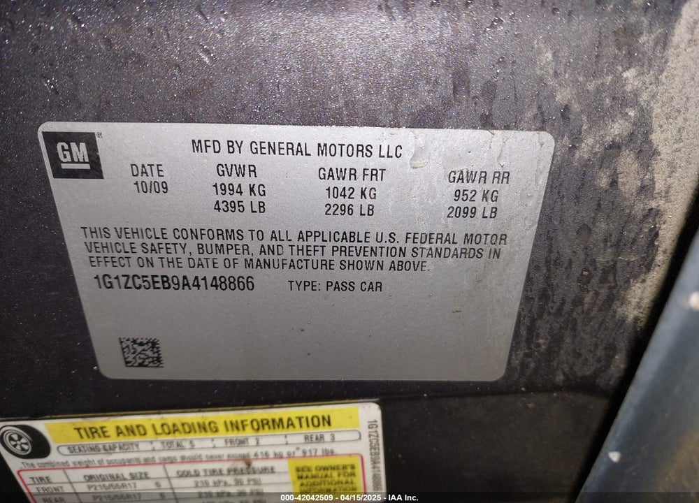 2010 CHEVROLET MALIBU VIN: 1G1ZC5EB9A4148866