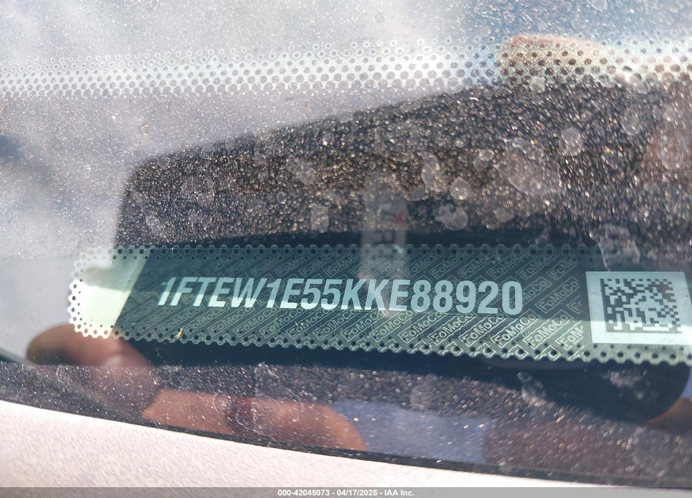 2019 FORD F150 VIN: 1FTEW1E55KKE88920