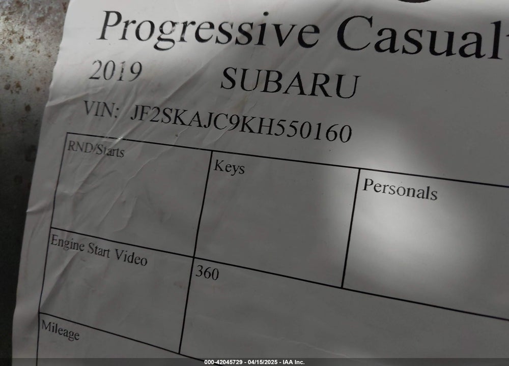 2019 SUBARU FORESTER SPORT VIN: JF2SKAJC9KH550160
