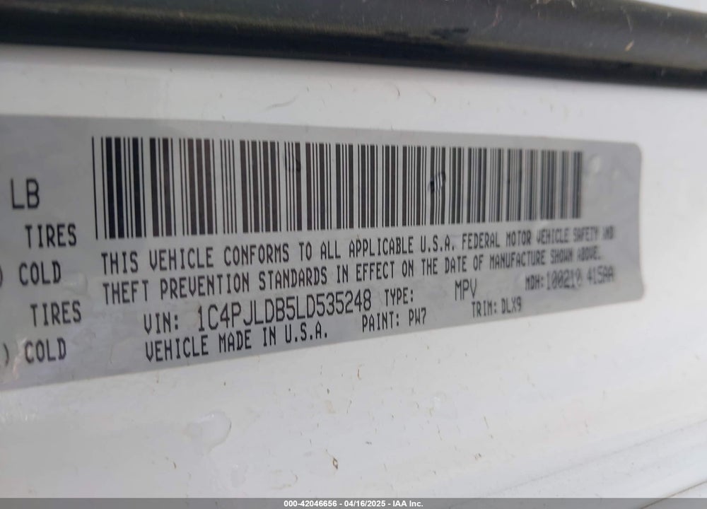 2020 JEEP CHEROKEE LIMITED FWD VIN: 1C4PJLDB5LD535248