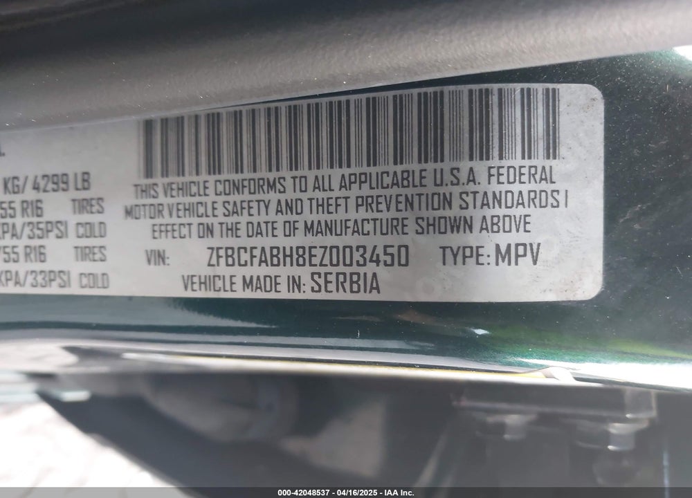 2014 FIAT 500L VIN: ZFBCFABH8EZ003450