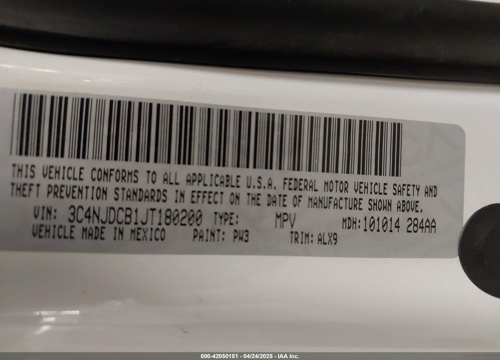 2018 JEEP COMPASS VIN: 3C4NJDCB1JT180200