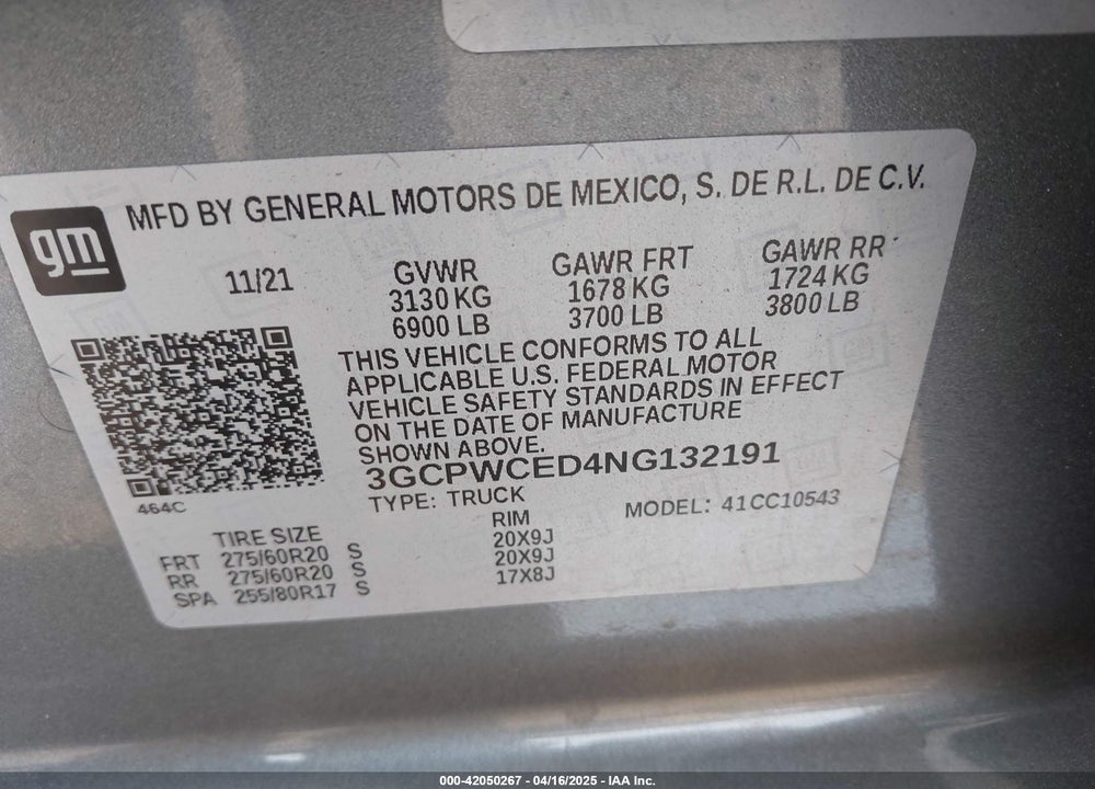 2022 CHEVROLET SILVERADO 1500 LTD 2WD SHORT BED LT VIN: 3GCPWCED4NG132191