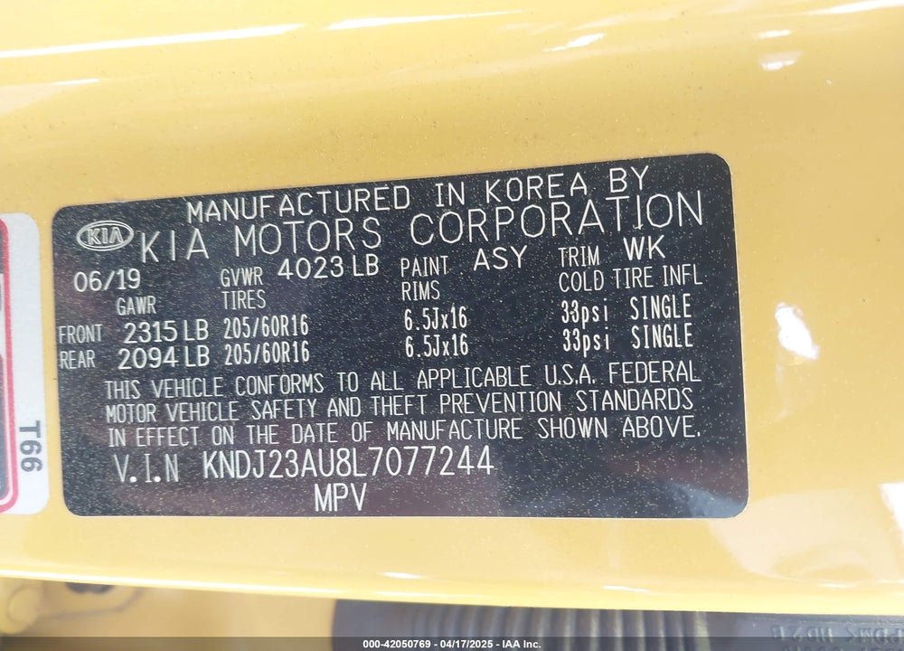 2020 KIA SOUL LX VIN: KNDJ23AU8L7077244