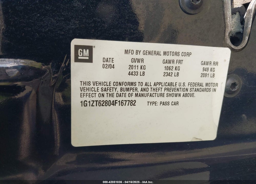 2004 CHEVROLET MALIBU MAXX LS VIN: 1G1ZT62804F167782