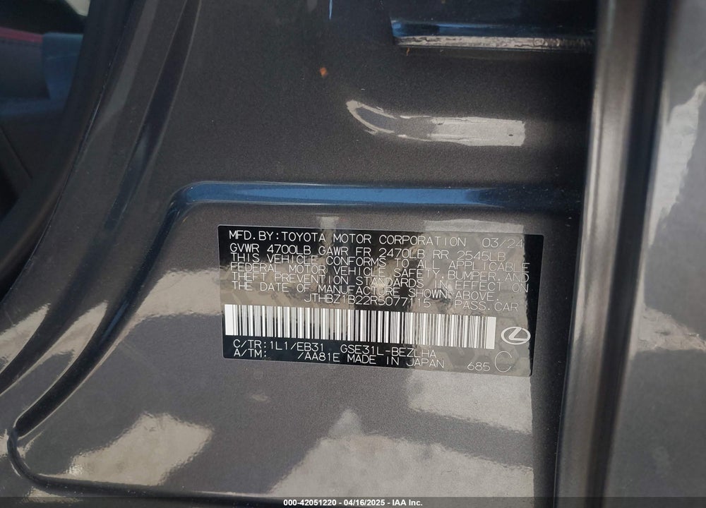 2024 LEXUS IS VIN: JTHBZ1B22R5077115